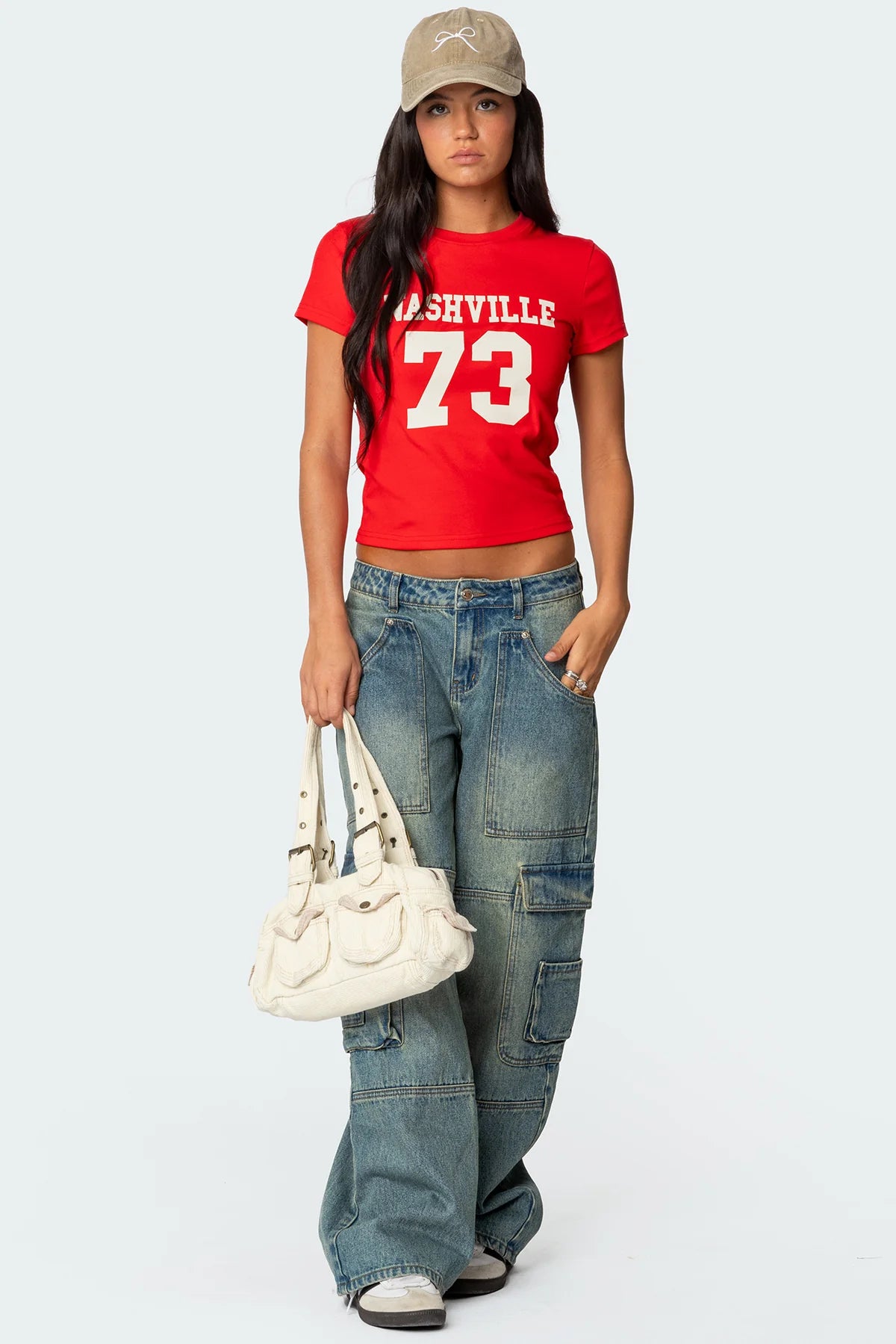 Westie Washed Low Rise Baggy Cargo Jeans