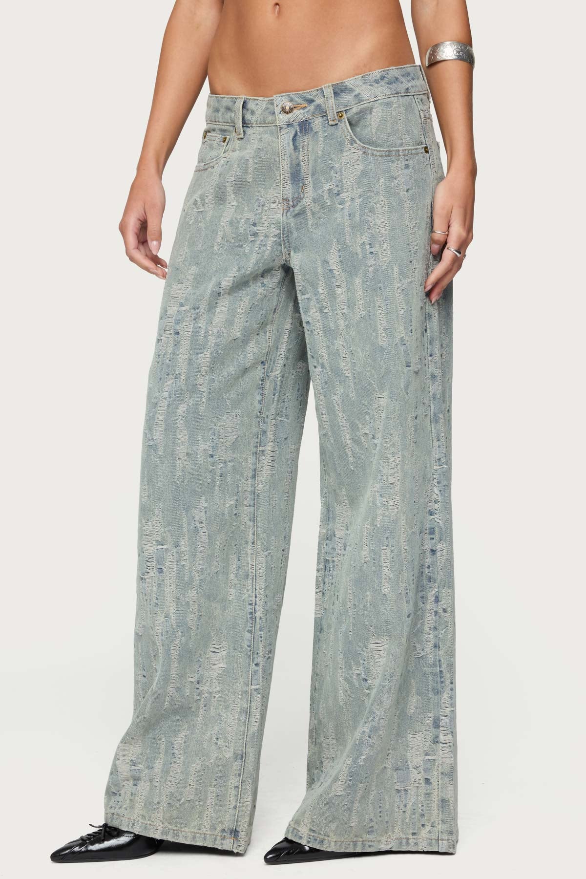 Blaze Distressed Low Rise Baggy Jeans